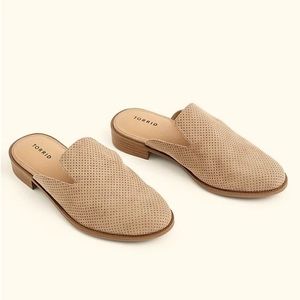 Torrid Tan Taupe Slip On Shoes Perforated Mule Loafer Shoes Size 9.5 Wide